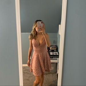 LACE OPEN BACK MINI DRESS